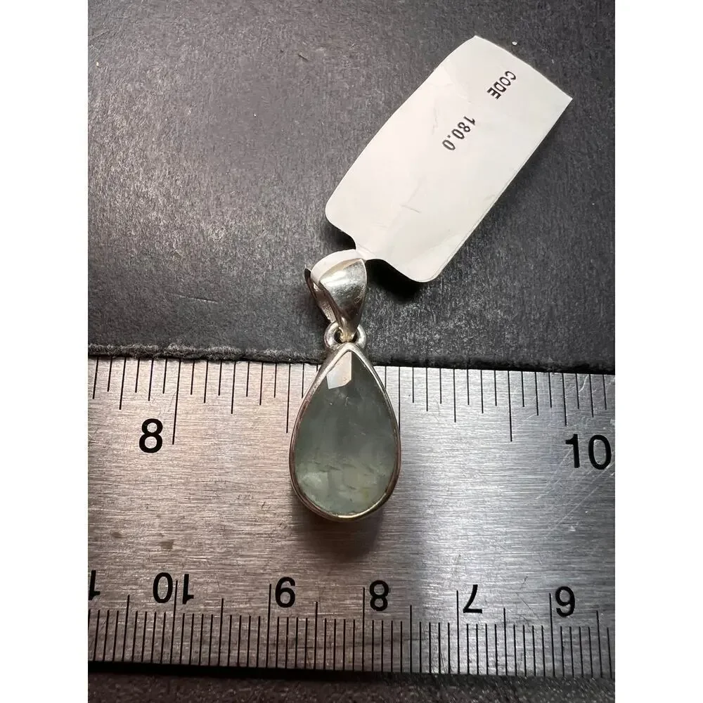 NEW Aquamarine sterling silver teardrop pendant